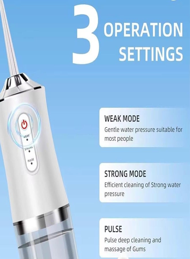 SellSho Water Flosser for Teeth Cleaning, Cordless Waterproof Rechargeable Oral Irrigator with 4 Jets, 3 Modes Irrigation Cleaner with 220ml Detachable Water Tank (White) (001) - Image 4